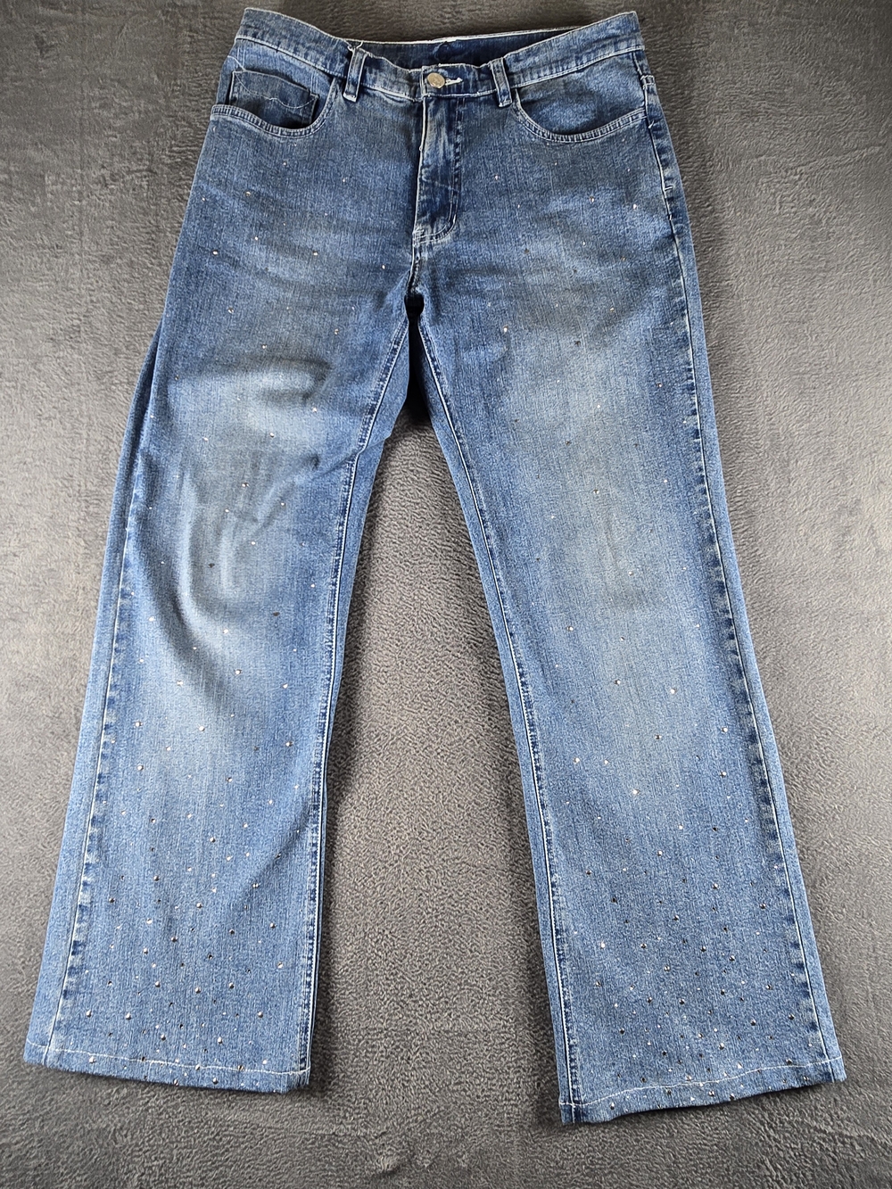 Christine Alexander Jeans 10 Swarovski Crystal Rhinestone Bling Wide Leg 29x31